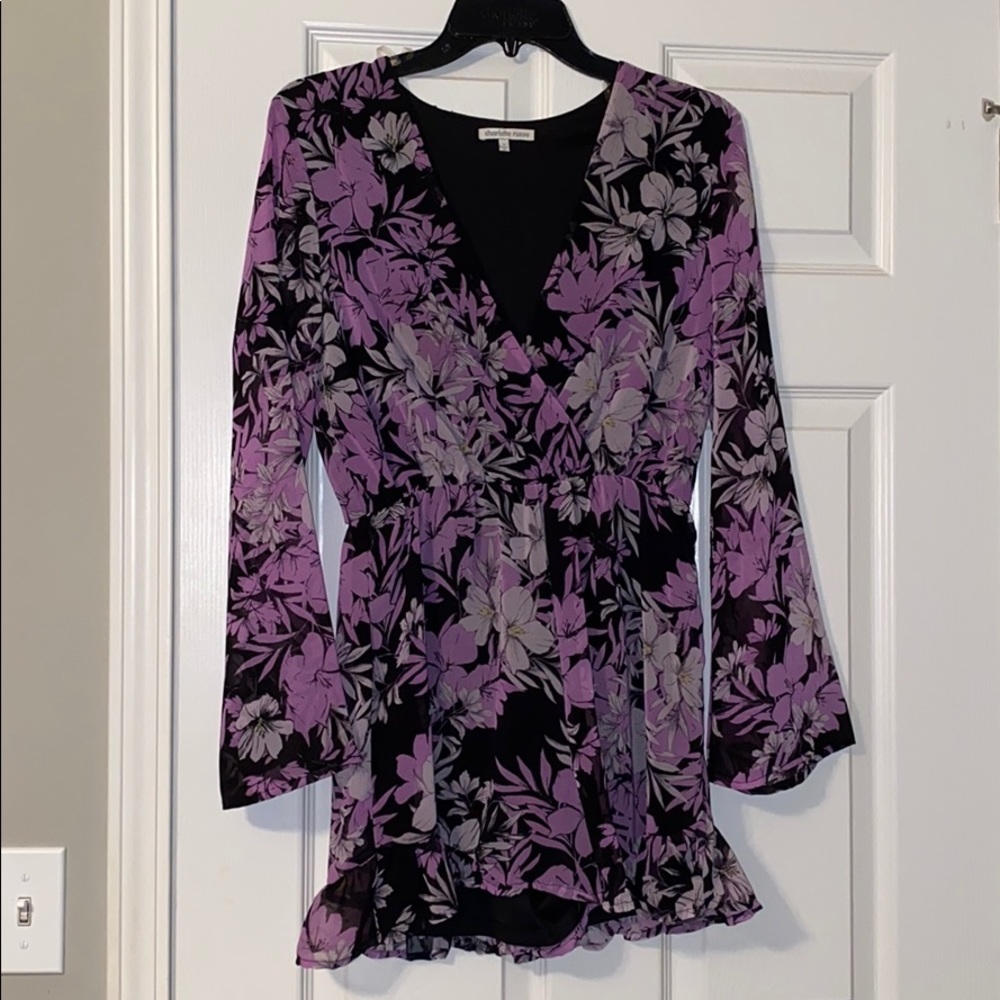 Long sleeve purple/floral romper